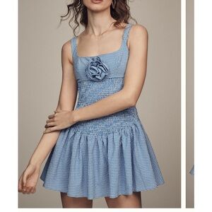 Maeve Smocked Rosette Drop-Waist Mini Dress